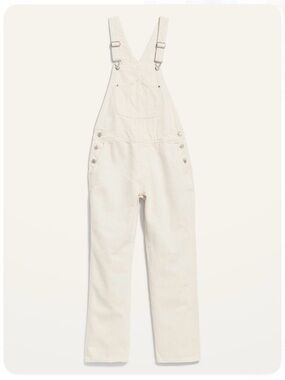 Old navy women’s off white denim overalls size 6 100% cotton